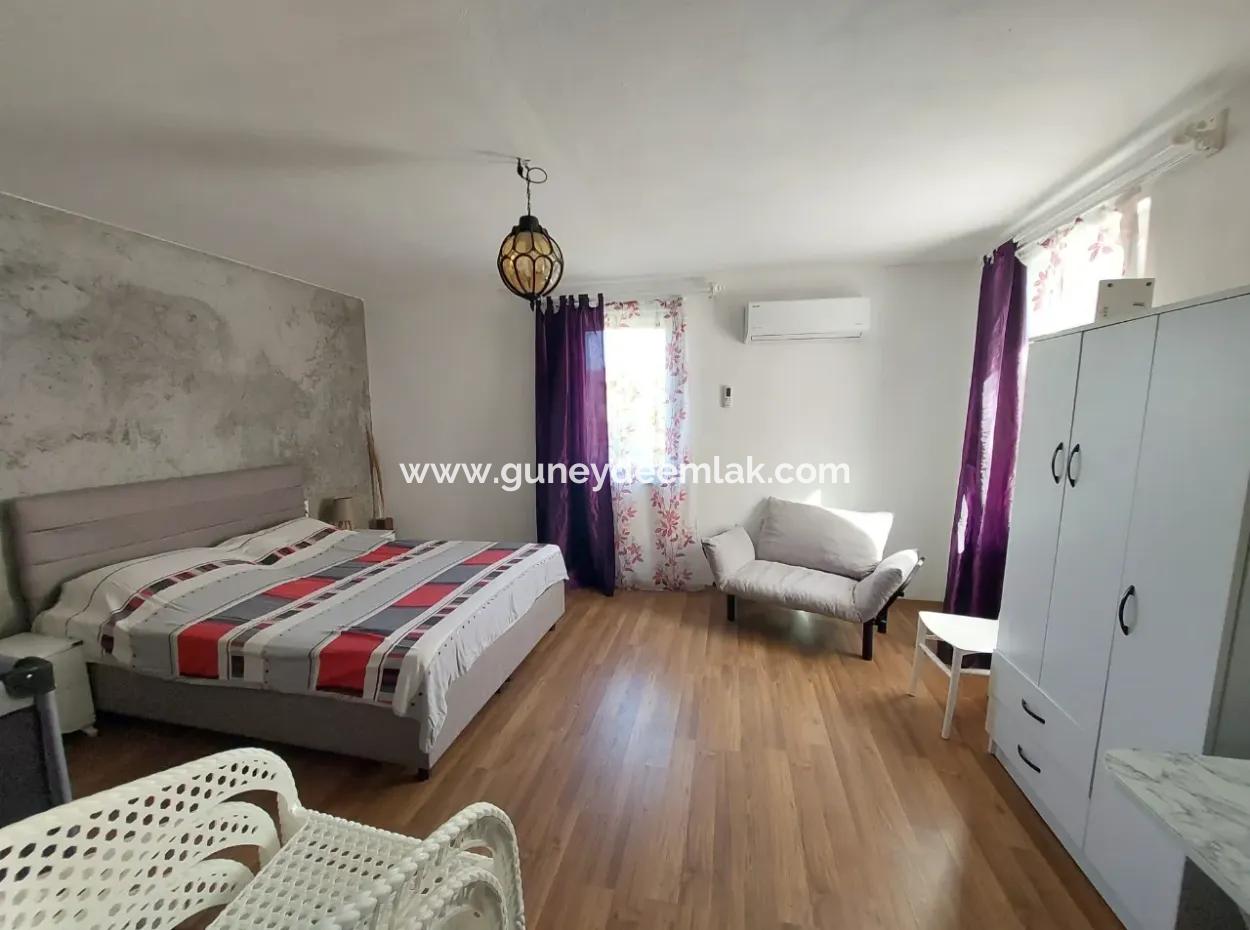 On 400 M2 Land In Ortaca Okçular, 100 M2 2 1 Detached Furnished House With Swimming Pool For Rent