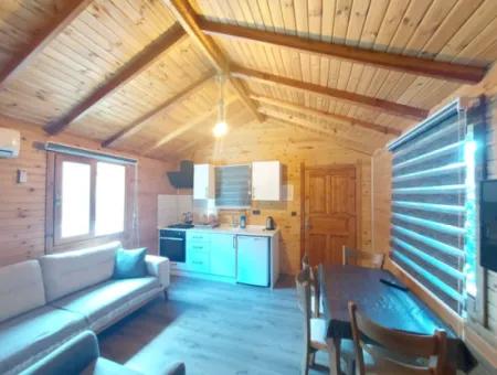 Muğla Ortaca Gökbel  Doga İçinde  Yüzme Havuzlu 1+1 Ahşap Eşyalı Bungalov Kiralık
